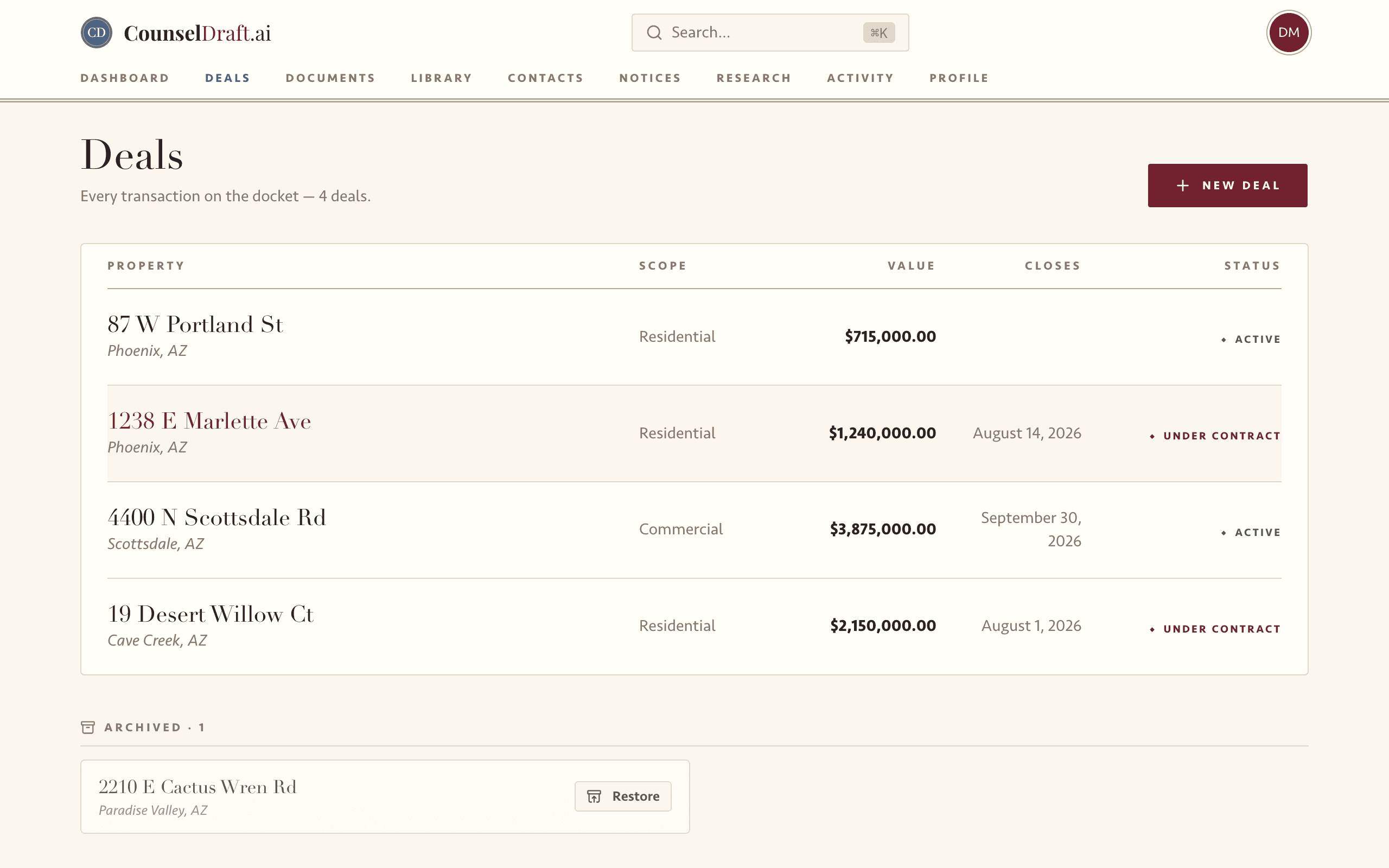 The Deals Ledger